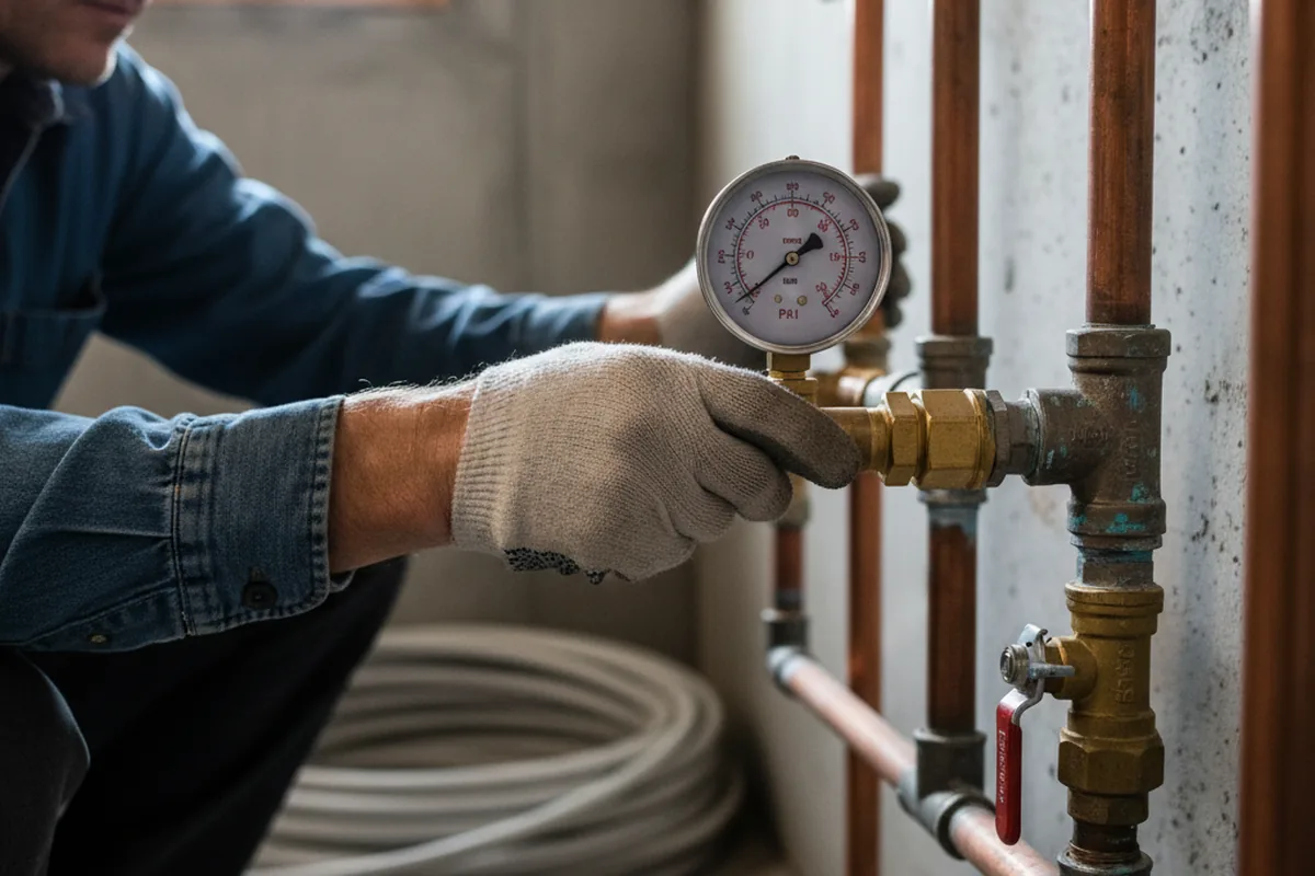 Pressure testing a repaired line during Water Line Repair in Thousand Palms